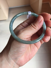 Load image into Gallery viewer, 56mm Type A 100% Natural Light Green/Gray/Black/Brown “Reed Flowers &amp; Snow” Guatemala Slim Round Cut Jadeite Bangle PJ128-1410

