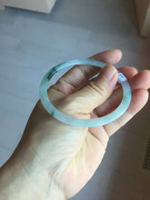Load image into Gallery viewer, 58.3mm certified 100% natural type A light green white with green floating flowers flat jadeite bangle PD29-5817
