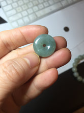 Load image into Gallery viewer, 18mm Type A 100% Natural light green blue Jadeite Safety Guardian Button donuts pendant PF23
