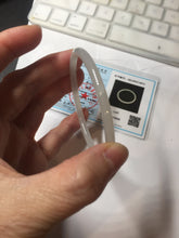 Load image into Gallery viewer, 57.8mm Certified 100% Natural icy white/gray/pale pink(淡藕粉) slim round cut nephrite jade bangle HN42-9074
