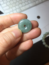 Load image into Gallery viewer, 18mm Type A 100% Natural light green blue Jadeite Safety Guardian Button donuts pendant PF23
