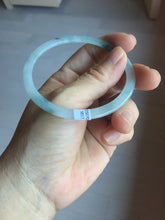 Load image into Gallery viewer, 58.3mm certified 100% natural type A light green white with green floating flowers flat jadeite bangle PD29-5817
