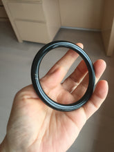 Load image into Gallery viewer, 60.5mm 100% Natural dark green/black meteorite Stellar Night sky round cut nephrite bangle HN78-1252
