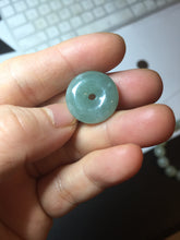 Load image into Gallery viewer, 18mm Type A 100% Natural light green blue Jadeite Safety Guardian Button donuts pendant PF23
