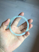 Load image into Gallery viewer, 58.3mm certified 100% natural type A light green white with green floating flowers flat jadeite bangle PD29-5817
