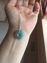 Load image into Gallery viewer, 18mm Type A 100% Natural light green blue Jadeite Safety Guardian Button donuts pendant PF23
