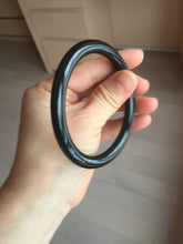Load image into Gallery viewer, 60.5mm 100% Natural dark green/black meteorite Stellar Night sky round cut nephrite bangle HN78-1252
