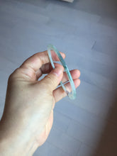 Load image into Gallery viewer, 58.3mm certified 100% natural type A light green white with green floating flowers flat jadeite bangle PD29-5817
