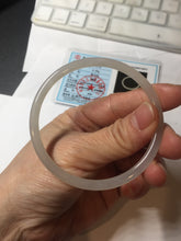Load image into Gallery viewer, 57.8mm Certified 100% Natural icy white/gray/pale pink(淡藕粉) slim round cut nephrite jade bangle HN42-9074

