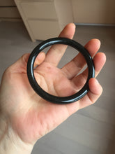 Load image into Gallery viewer, 60.5mm 100% Natural dark green/black meteorite Stellar Night sky round cut nephrite bangle HN78-1252
