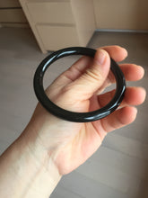 Load image into Gallery viewer, 60.5mm 100% Natural dark green/black meteorite Stellar Night sky round cut nephrite bangle HN78-1252
