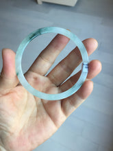 Load image into Gallery viewer, 58.3mm certified 100% natural type A light green white with green floating flowers flat jadeite bangle PD29-5817
