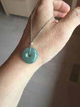 Load image into Gallery viewer, 18mm Type A 100% Natural light green blue Jadeite Safety Guardian Button donuts pendant PF23
