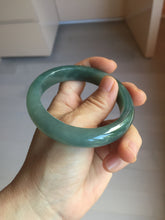 Load image into Gallery viewer, 57.5mm Certified type A 100% Natural oily dark green (老油青) blue gray black Mountains Afar (远山)Jadeite bangle PC259-0552
