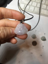 Load image into Gallery viewer, 100% Natural type A icy watery light purple green white small happy Buddha jadeite pendant PF24
