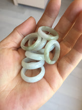 Load image into Gallery viewer, Size 5-10 1/4 100% natural type A white light green jadeite jade band ring group E93
