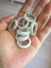Load image into Gallery viewer, Size 5-10 1/4 100% natural type A white light green jadeite jade band ring group E93
