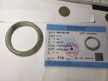 Load image into Gallery viewer, 54.5mm Certified type A 100% Natural light green dark green floating seaweed round cut Jadeite bangle PC137-6611

