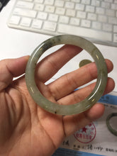 Load image into Gallery viewer, 54.5mm Certified type A 100% Natural light green dark green floating seaweed round cut Jadeite bangle PC137-6611

