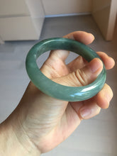 Load image into Gallery viewer, 57.5mm Certified type A 100% Natural oily dark green (老油青) blue gray black Mountains Afar (远山)Jadeite bangle PC259-0552
