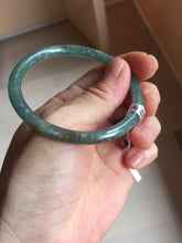 Load image into Gallery viewer, 54.2mm Type A 100% Natural Light Green/Gray/Black/Brown “Reed Flowers &amp; Snow” Guatemala Slim Round Cut Jadeite Bangle PJ129-1422
