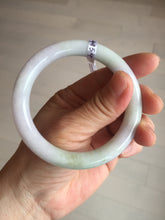 Load image into Gallery viewer, 56mm Certified Type A 100% Natural light green purple(春带彩) round cut jadeite Jade bangle AA79-4954

