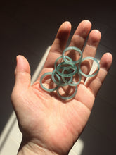 Load image into Gallery viewer, 19.2mm size 9 1/4 100% natural type A icy watery green/blue slim style Guatemala jadeite jade band ring group PJ34
