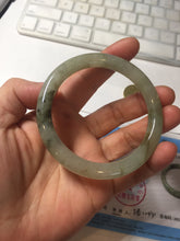 Load image into Gallery viewer, 54.5mm Certified type A 100% Natural light green dark green floating seaweed round cut Jadeite bangle PC137-6611
