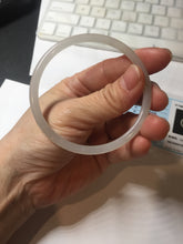 Load image into Gallery viewer, 57.8mm Certified 100% Natural icy white/gray/pale pink(淡藕粉) slim round cut nephrite jade bangle HN42-9074
