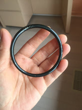 Load image into Gallery viewer, 61mm 100% Natural dark green/black meteorite Stellar Night sky skinny round cut nephrite bangle HN76-8699
