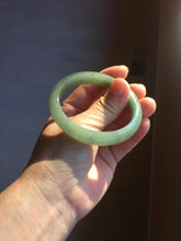 Load image into Gallery viewer, 52.5mm Certified Type A 100% Natural Oily Dark Green Gray Black(油青) Oval Jadeite Jade Bangle PH257-7126
