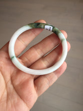 Load image into Gallery viewer, 49mm certified 100% natural Type A dark green white camouflage color oval round cut jadeite jade bangle BG81-3935
