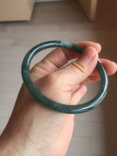 Load image into Gallery viewer, 60.6mm Certified Type A 100% Natural dark green blue gray black slim round cut Guatemala Jadeite bangle PC187-0783
