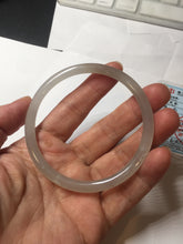 Load image into Gallery viewer, 59mm Certified 100% Natural icy white/gray/pale pink(淡藕粉) slim round cut nephrite jade bangle HN43-9200
