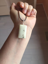 Load image into Gallery viewer, 100% natural light yellow/brown soap shape square nephrite jade safe and sound pendant group HT37
