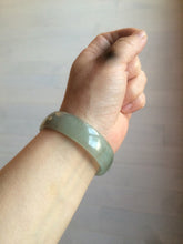 Load image into Gallery viewer, 49.5mm Certified Type A 100% Natural icy watery light green/gray/black thin Jadeite Jade bangle AY79-3208

