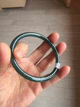 Load image into Gallery viewer, 60.6mm Certified Type A 100% Natural dark green blue gray black slim round cut Guatemala Jadeite bangle PC187-0783
