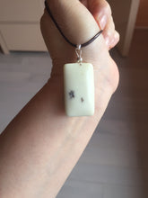 Load image into Gallery viewer, 100% natural light yellow/brown soap shape square nephrite jade safe and sound pendant group HT37
