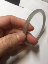 Load image into Gallery viewer, 59mm Certified 100% Natural icy white/gray/pale pink(淡藕粉) slim round cut nephrite jade bangle HN43-9200
