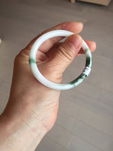 Load image into Gallery viewer, 49mm certified 100% natural Type A dark green white camouflage color oval round cut jadeite jade bangle BG81-3935
