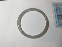 Load image into Gallery viewer, 59mm Certified 100% Natural icy white/gray/pale pink(淡藕粉) slim round cut nephrite jade bangle HN43-9200
