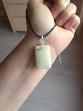 Load image into Gallery viewer, 100% natural light yellow/brown soap shape square nephrite jade safe and sound pendant group HT37
