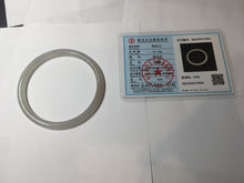 Load image into Gallery viewer, 59mm Certified 100% Natural icy white/gray/pale pink(淡藕粉) slim round cut nephrite jade bangle HN43-9200
