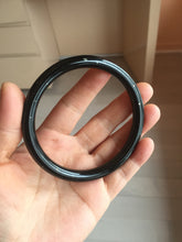 Load image into Gallery viewer, 65mm 100% Natural dark green/black meteorite Stellar Night sky slim round cut nephrite bangle HN75-0749
