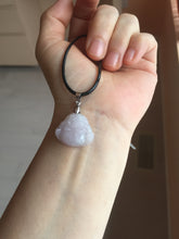 Load image into Gallery viewer, 100% Natural type A icy watery light purple green white small happy Buddha jadeite pendant PF24
