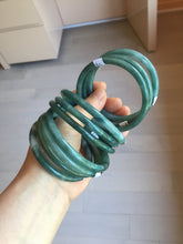 Load image into Gallery viewer, 55-62mm Certified type A 100% Natural dark green/blue/black slim round cut Guatemala Jadeite bangle(different size with defects) group GL30
