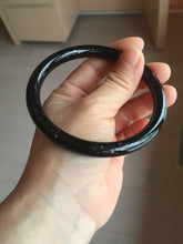 Load image into Gallery viewer, 65mm 100% Natural dark green/black meteorite Stellar Night sky slim round cut nephrite bangle HN75-0749
