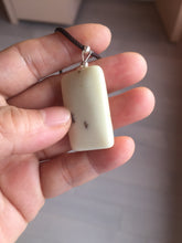 Load image into Gallery viewer, 100% natural light yellow/brown soap shape square nephrite jade safe and sound pendant group HT37
