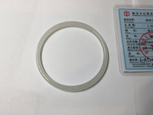 Load image into Gallery viewer, 52.1mm Certified 100% Natural icy white/gray slim round cut nephrite jade bangle HN44-9225
