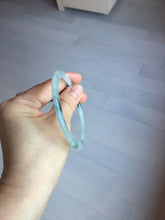 Load image into Gallery viewer, 57.5mm certified 100% natural type A icy watery white beige with green floating flowers flat jadeite bangle PD26-5816
